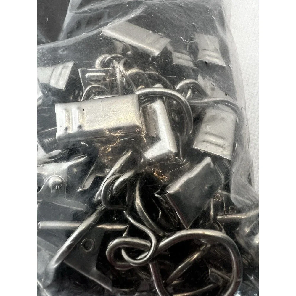 IKEA Frekvens Curtain rod Rings w clips Silver metal 24 Pack Item 135.448.85